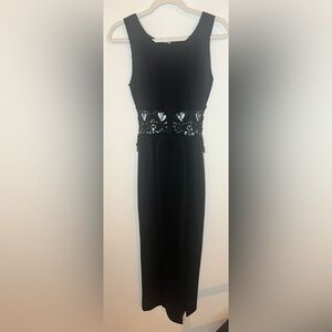 Vintage Black Dress with Chemical Lace Waist Detail No Tag, Size like a 0 or XS